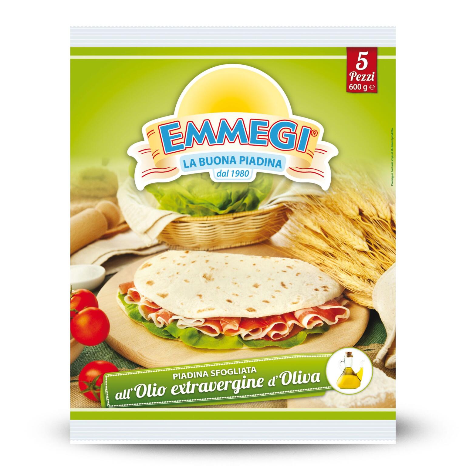 Piada fresca all'olio extravergine di oliva 600g Emmegi