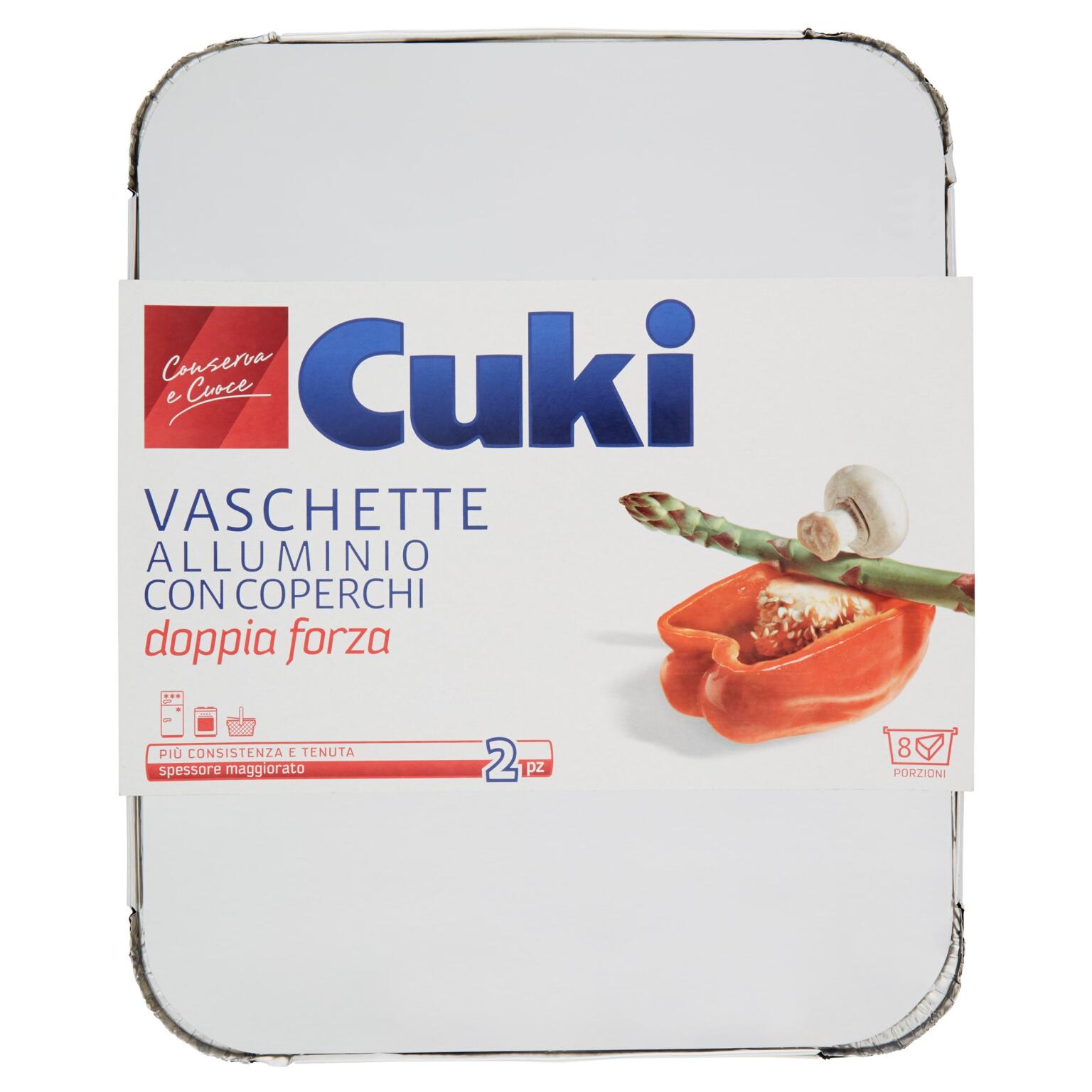 Vaschette alluminio R98 doppia forza con coperchi da 8porzioni 2pz Cuki