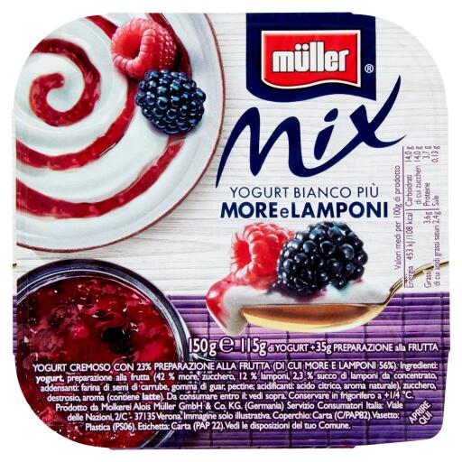 Yogurt mix more e lamponi 150g Muller