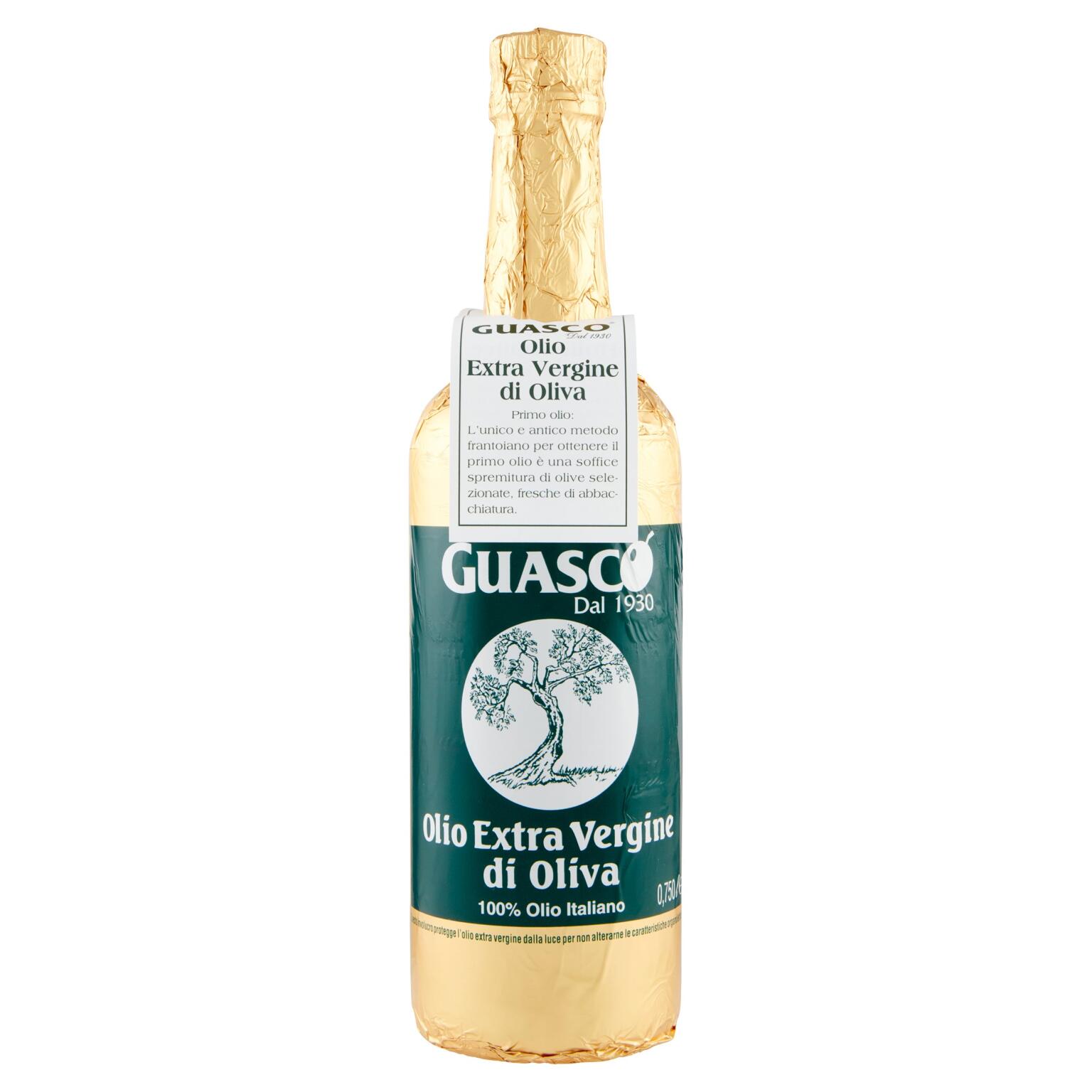 Olio Extra Vergine di oliva 75cl bottiglia con incarto oro Guasco