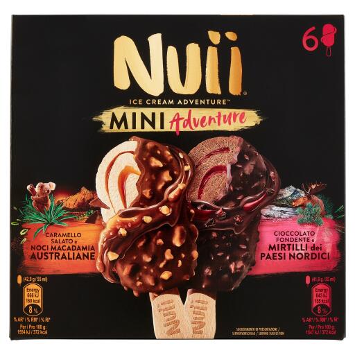 Nuii Mini Mix Caramello Salato, Vaniglia e Mirtilli Rossi confezione da 6 pezzi 253g