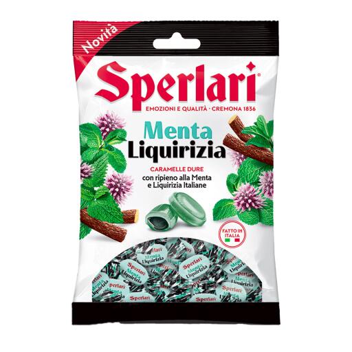 Caramelle dure con ripieno alla Menta e Liquirizia Italiane da 150g Sperlari