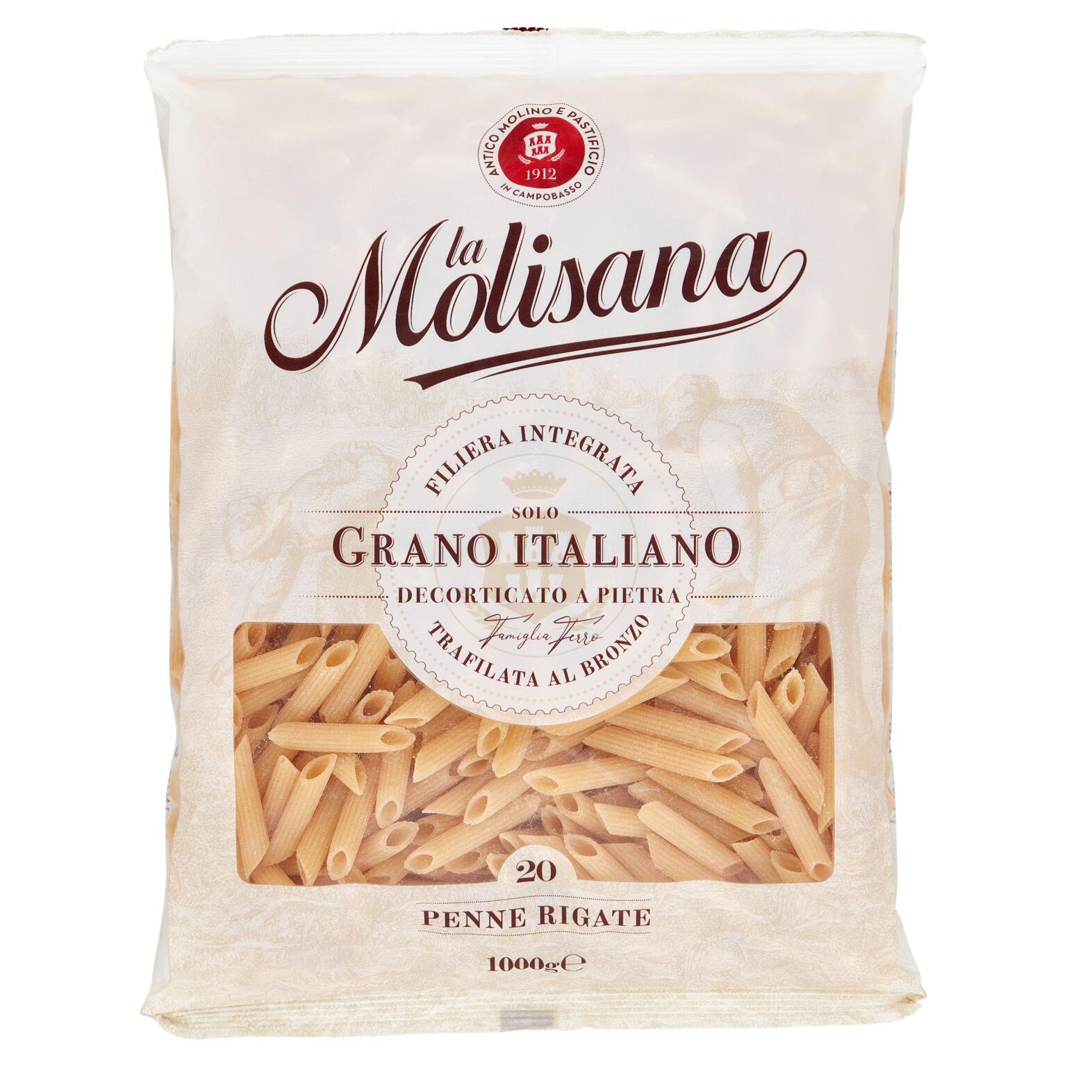 Penne rigate n°20 trafilate bronzo pasta di semola di grano duro 1Kg La Molisana