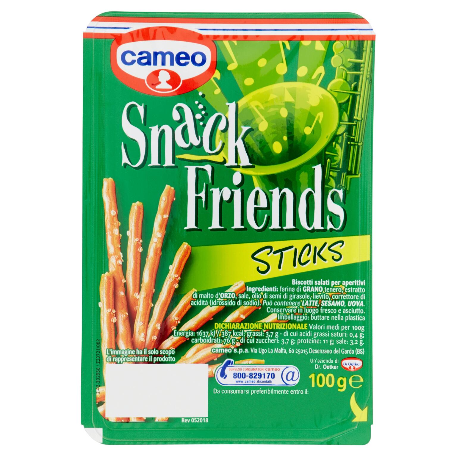 Sticks salati snack friends 100g Cameo