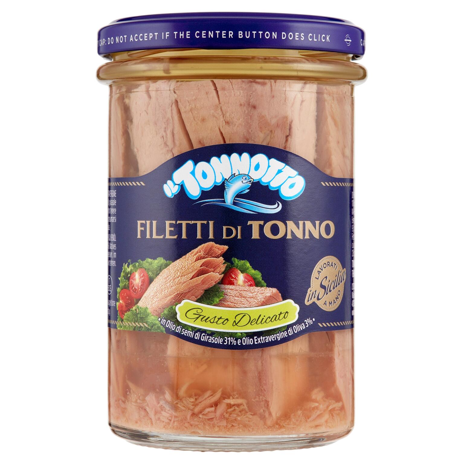 Filetto di Tonno vaso vetro in olio delicato 300g L'Isola D'Oro