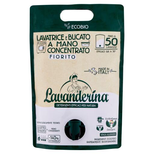Detersivo liq.Lavatrice /Bucato a mano 50lav.2l Ecobio Fiorito Lavanderina