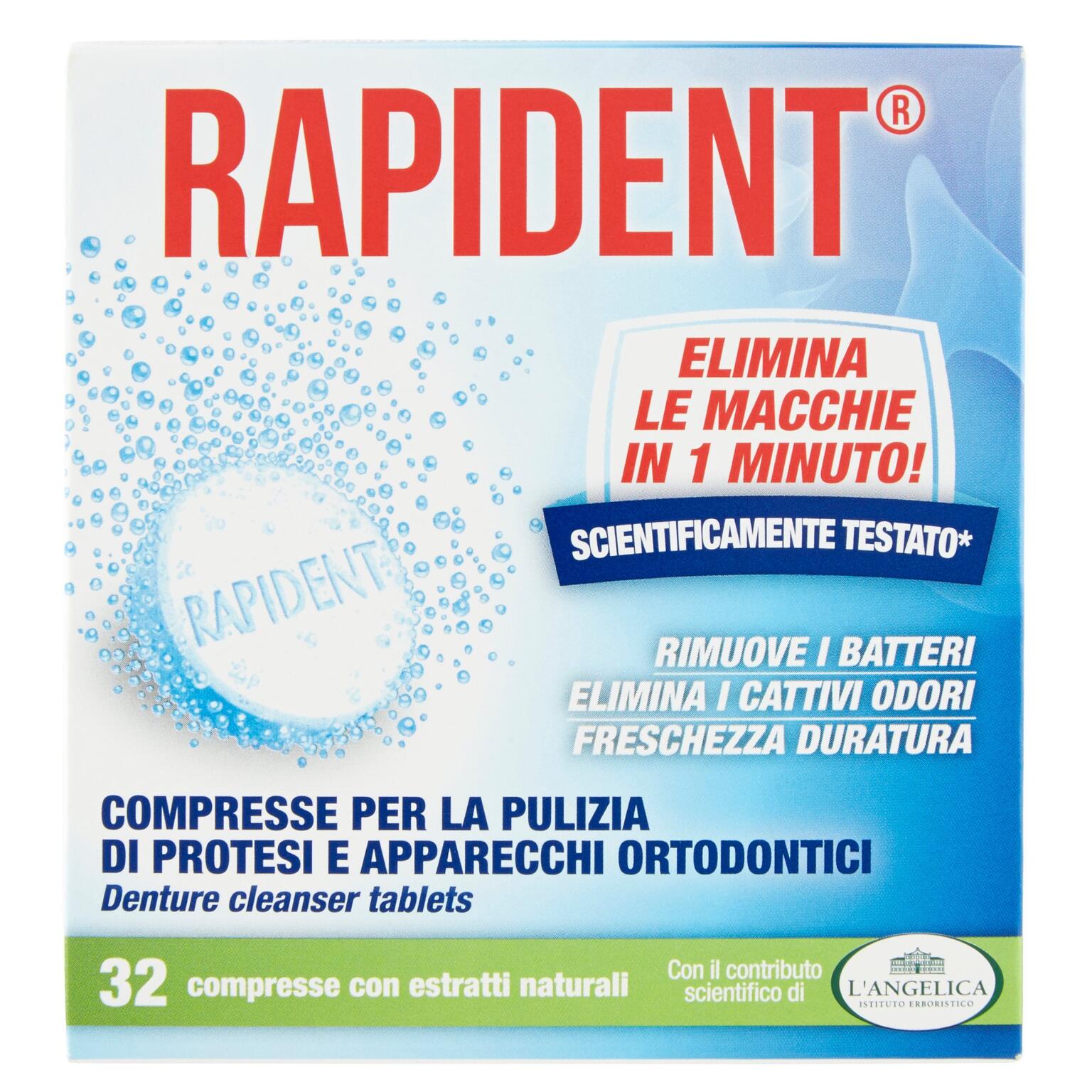 Rapident 32 compresse per la pulizia di protesi e dentiera L'Angelica