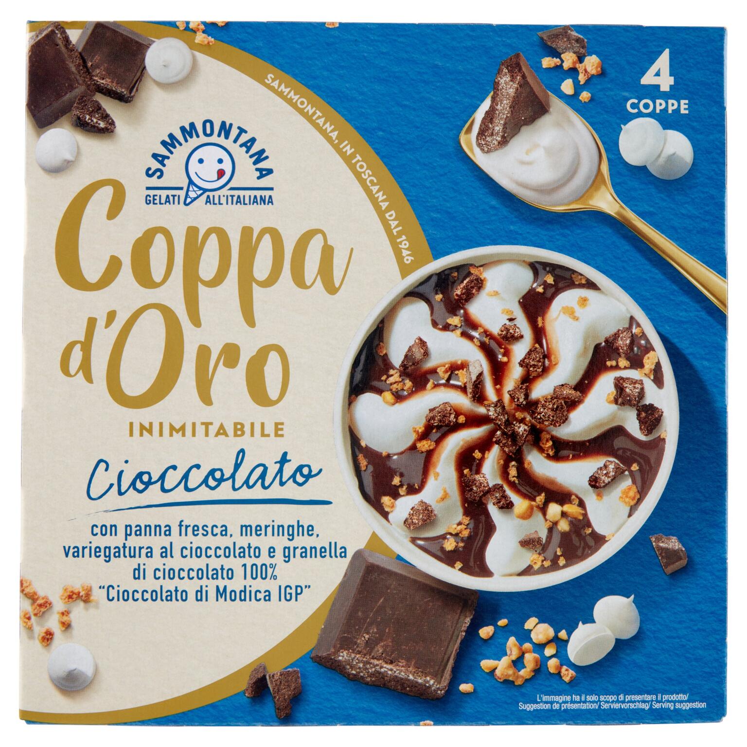 Coppa Oro Cioccolato con panna fresca e meringhe  4 pezzi 360g Sammontana