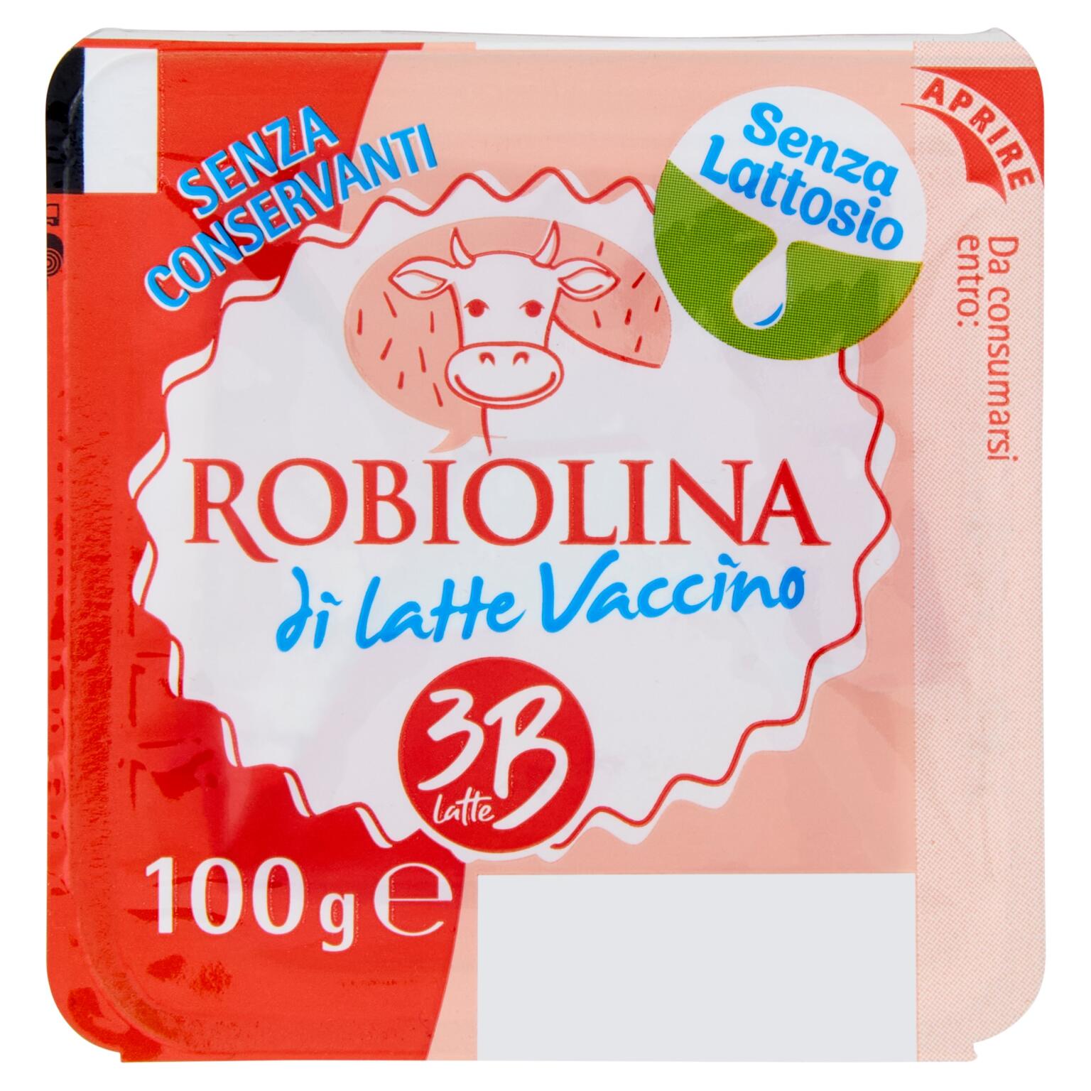 Robiolina di latte vaccino, senza lattosio, senza conservanti, 100g
