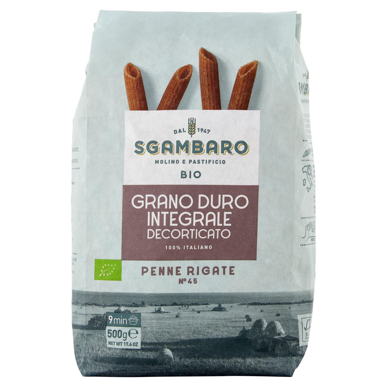 Pasta penne rigate integrali BIO 500g Sgambaro