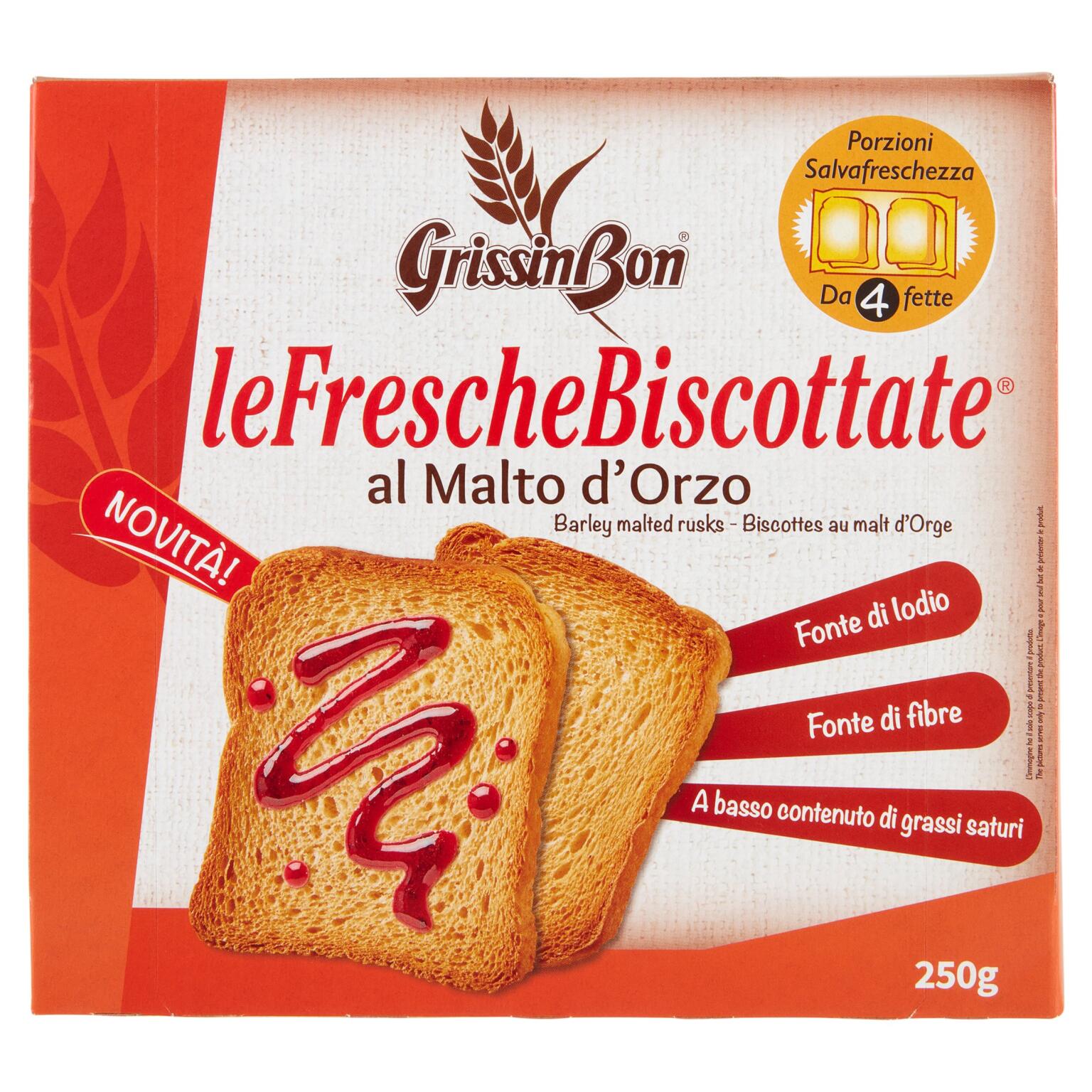 Le Fresche Biscottate al Malto d'Orzo 250g Grissin Bon