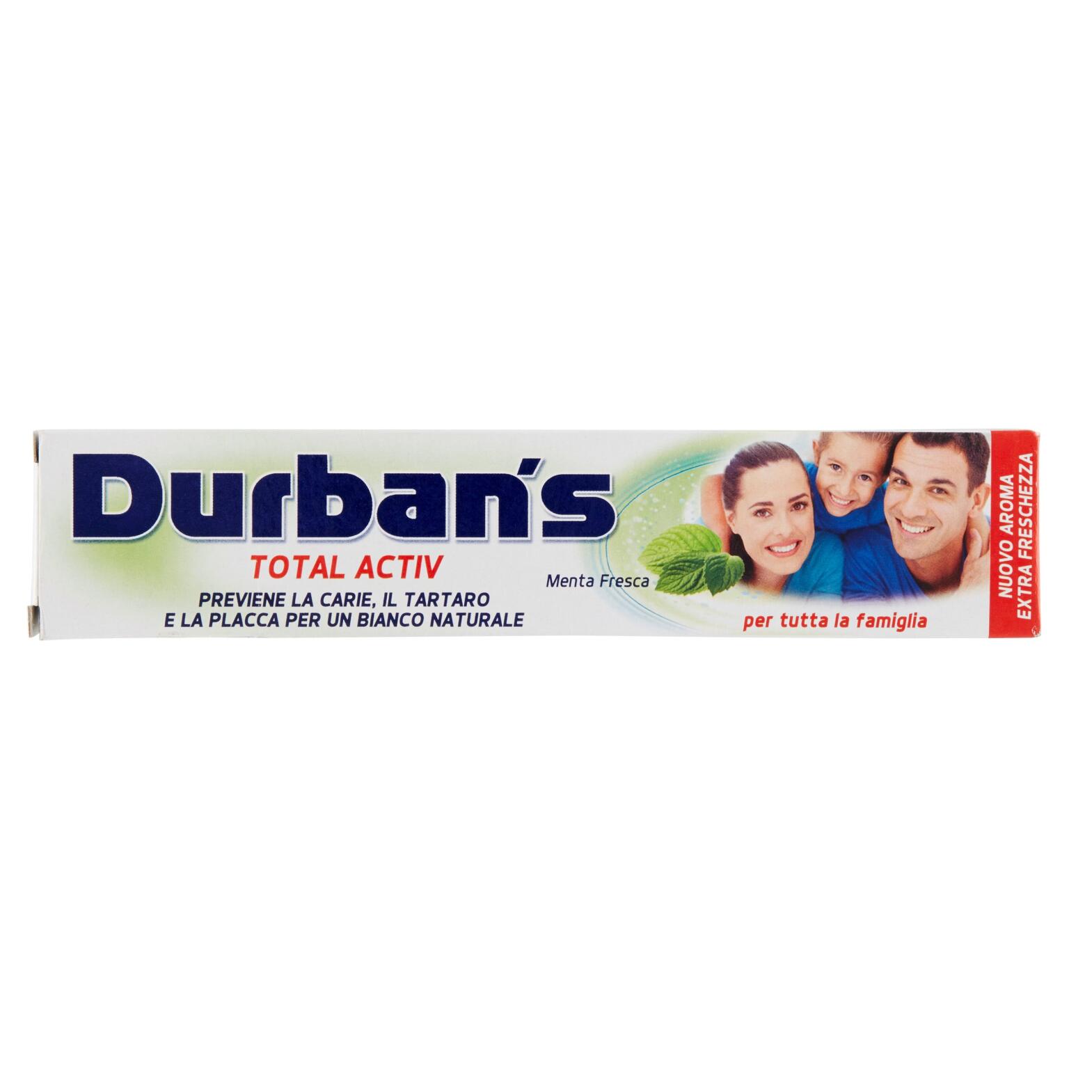 Dentifricio activ protegge dalle carie e rinfresca il sorriso fluoro e menta 75ml Durban's