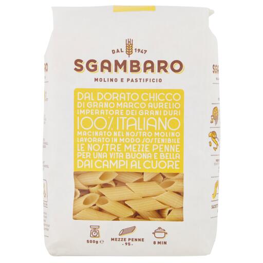 500g mezze penne di grano Marco Aurelio 100% italiano Sgambaro