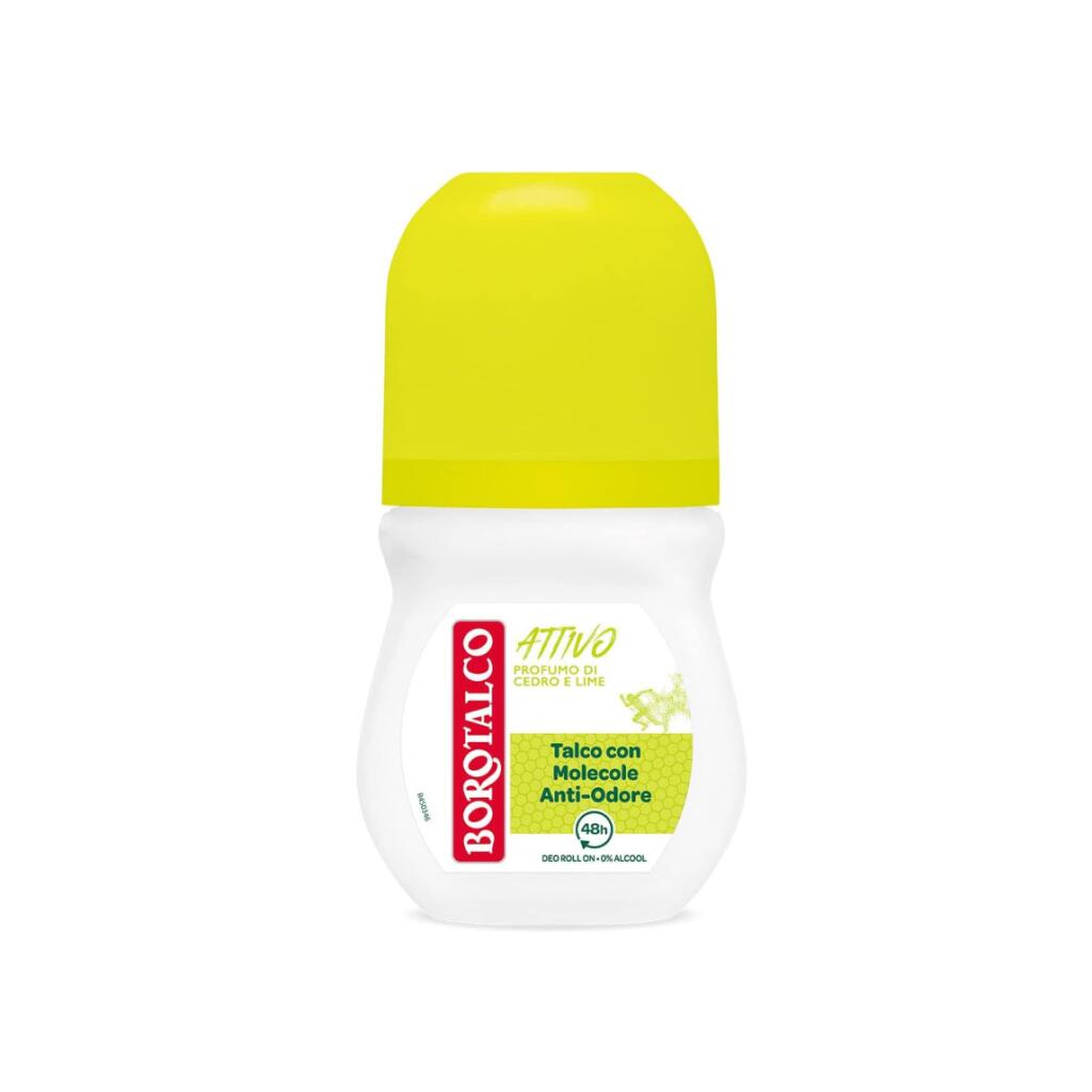 Deo roll-on Attivo giallo con talco vegetale e molecole anti odore 50ml Borotalco