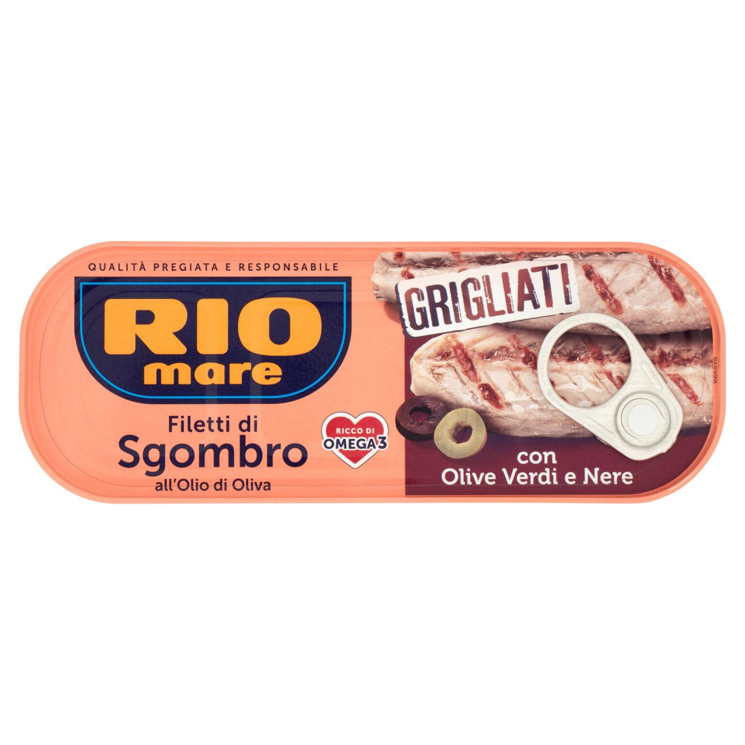 Filetti di sgombro gligliati con olive verdi e nere 120g Rio Mare