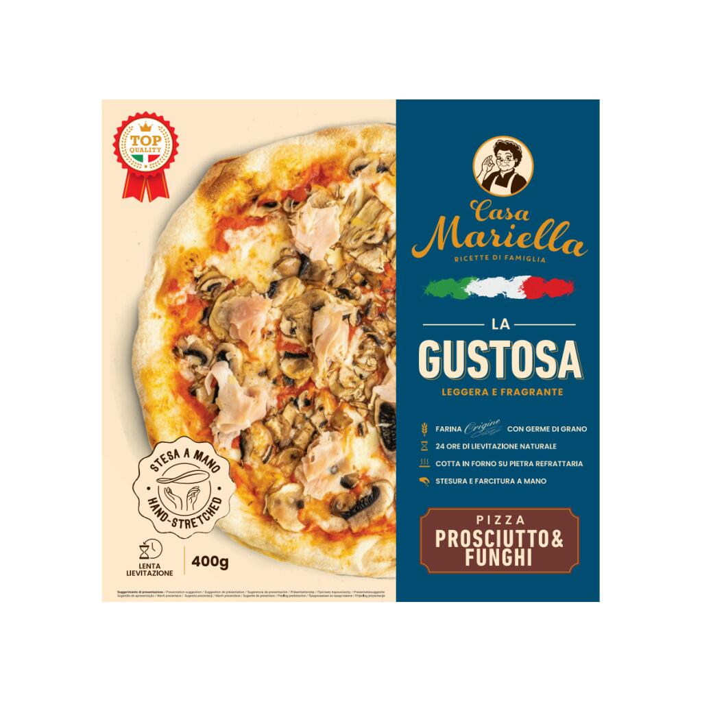 Pizza prosciutto e funghi 400g Casa Mariella