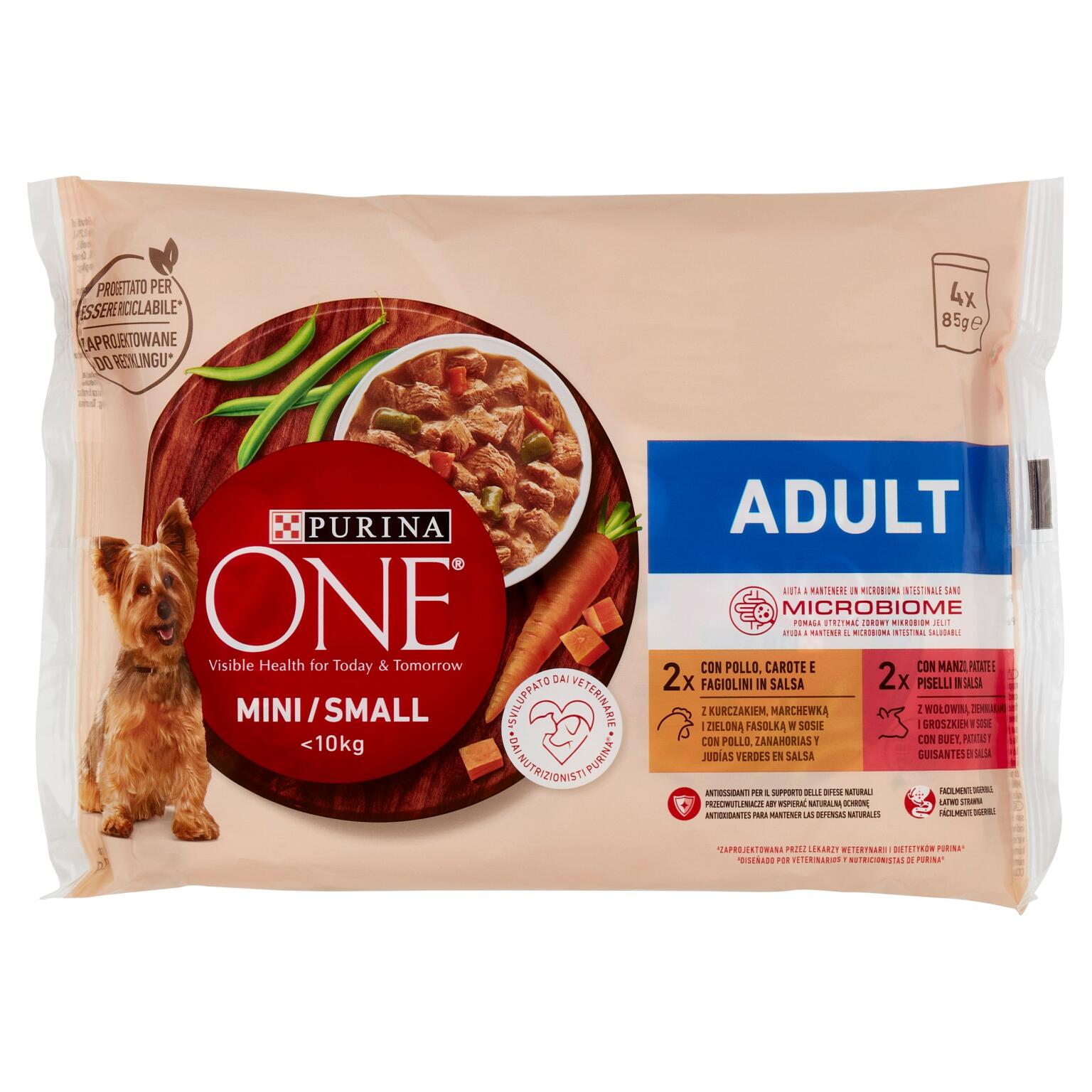 Purina One Mini Adult 4x85g Pollo E Manzo in Salsa
