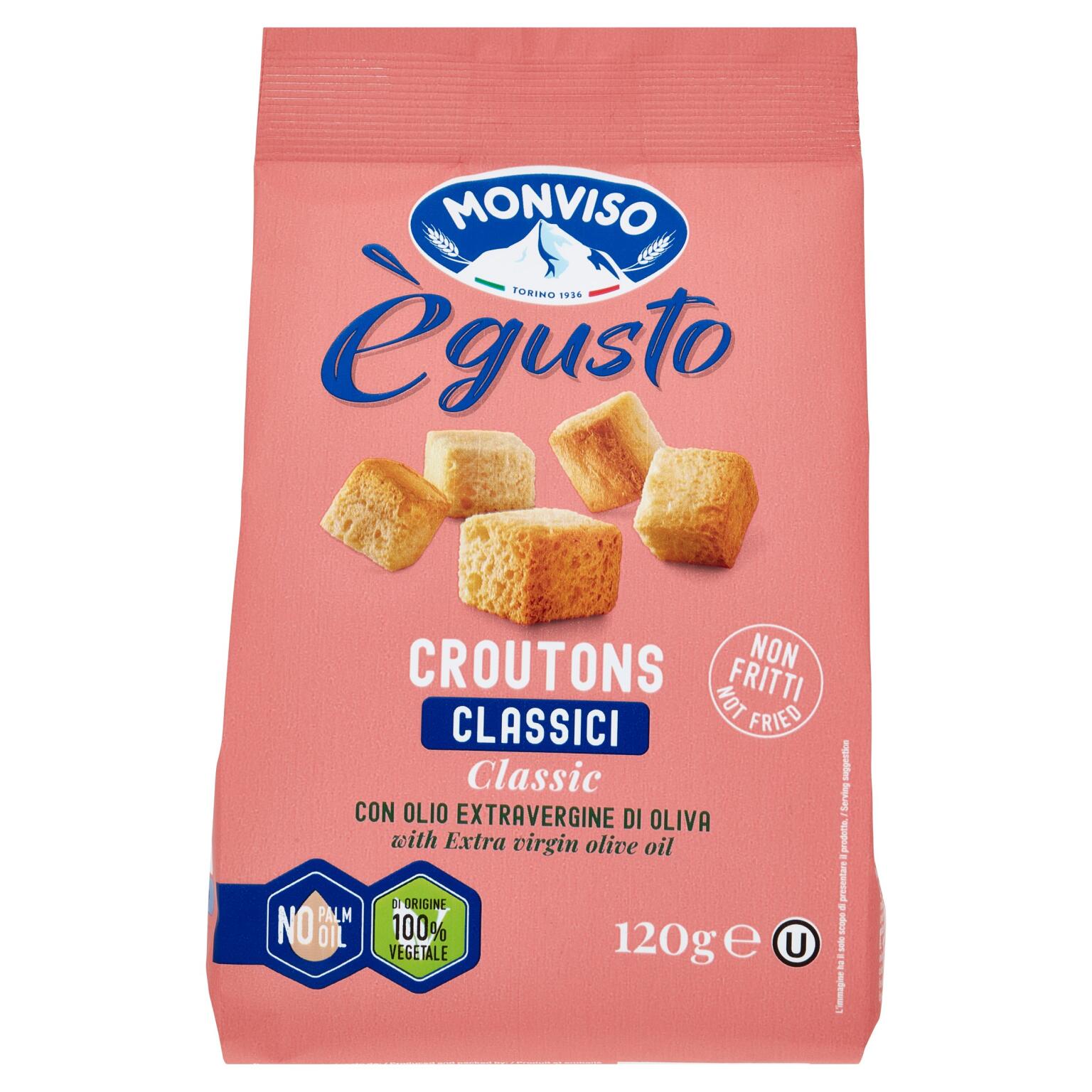 Crostini classici con olio di oliva extravergine per minestre e insalate 120g Panmonviso
