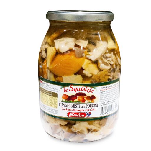 Funghi porcini in olio d'oliva tagliati 190g Merlini