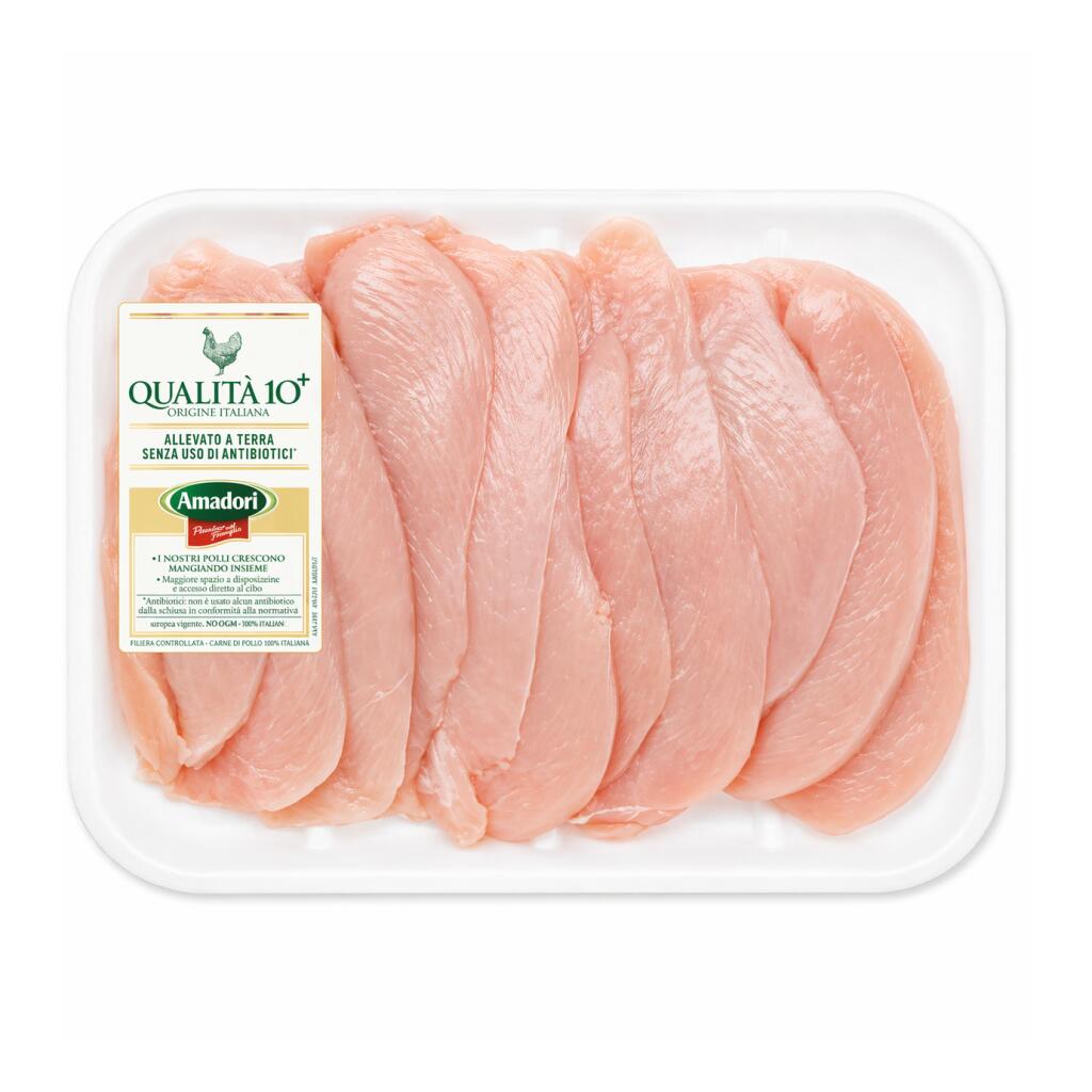 Petto di pollo a fette qualità 10+ allevato a terra s/uso di antibiotici