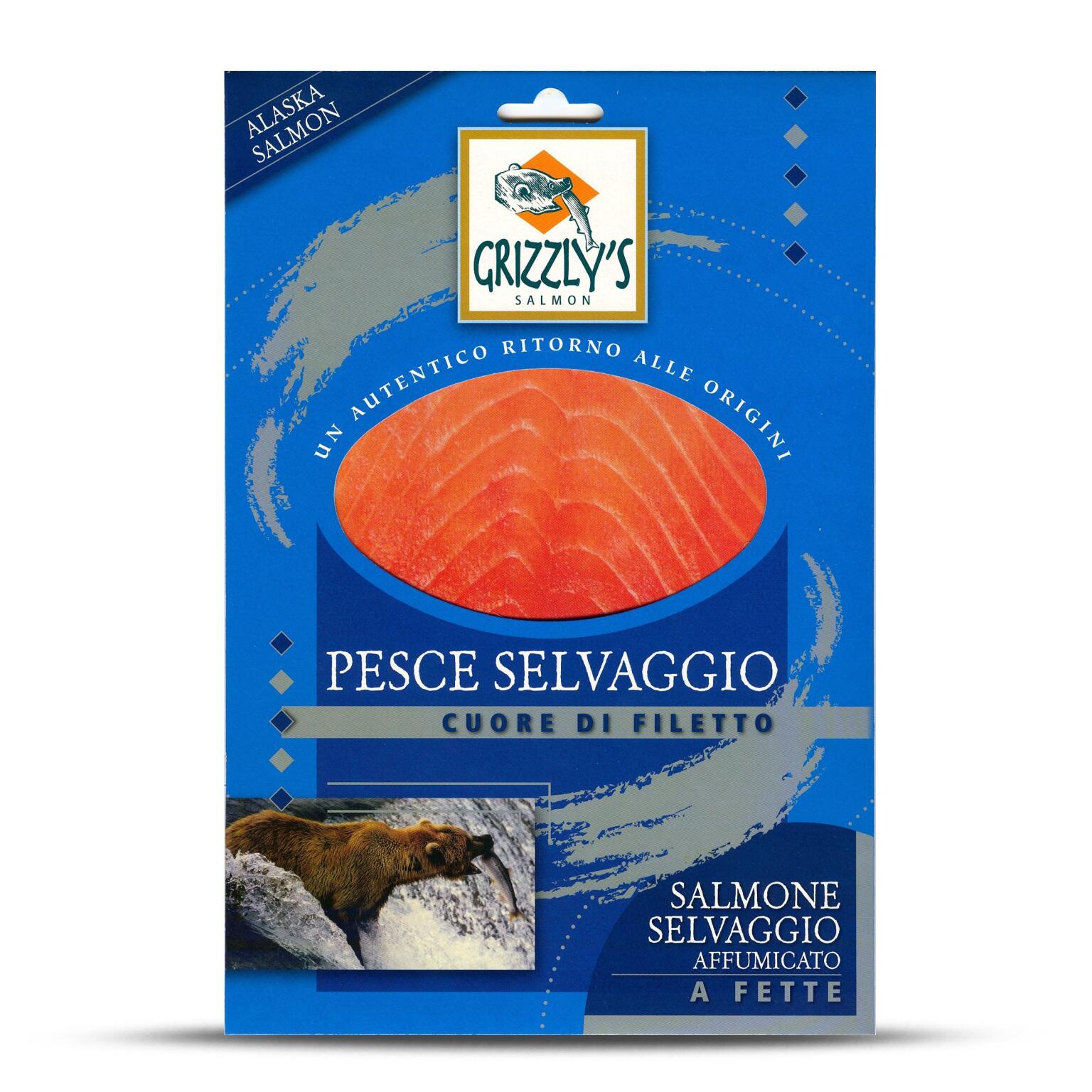 Salmone selvaggio affumicato a fette cuore di filetto 100g Grizzly's