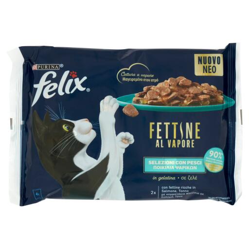 Sfilaccetti al Vapore 4x80g Salmone e Tonno Felix