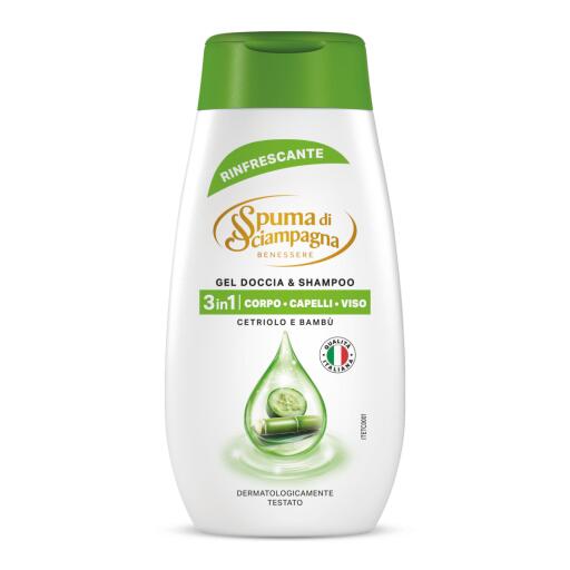 Doccia Shampoo rinfrescante cetriolo & bambù da 250ml Spuma di sciampagna
