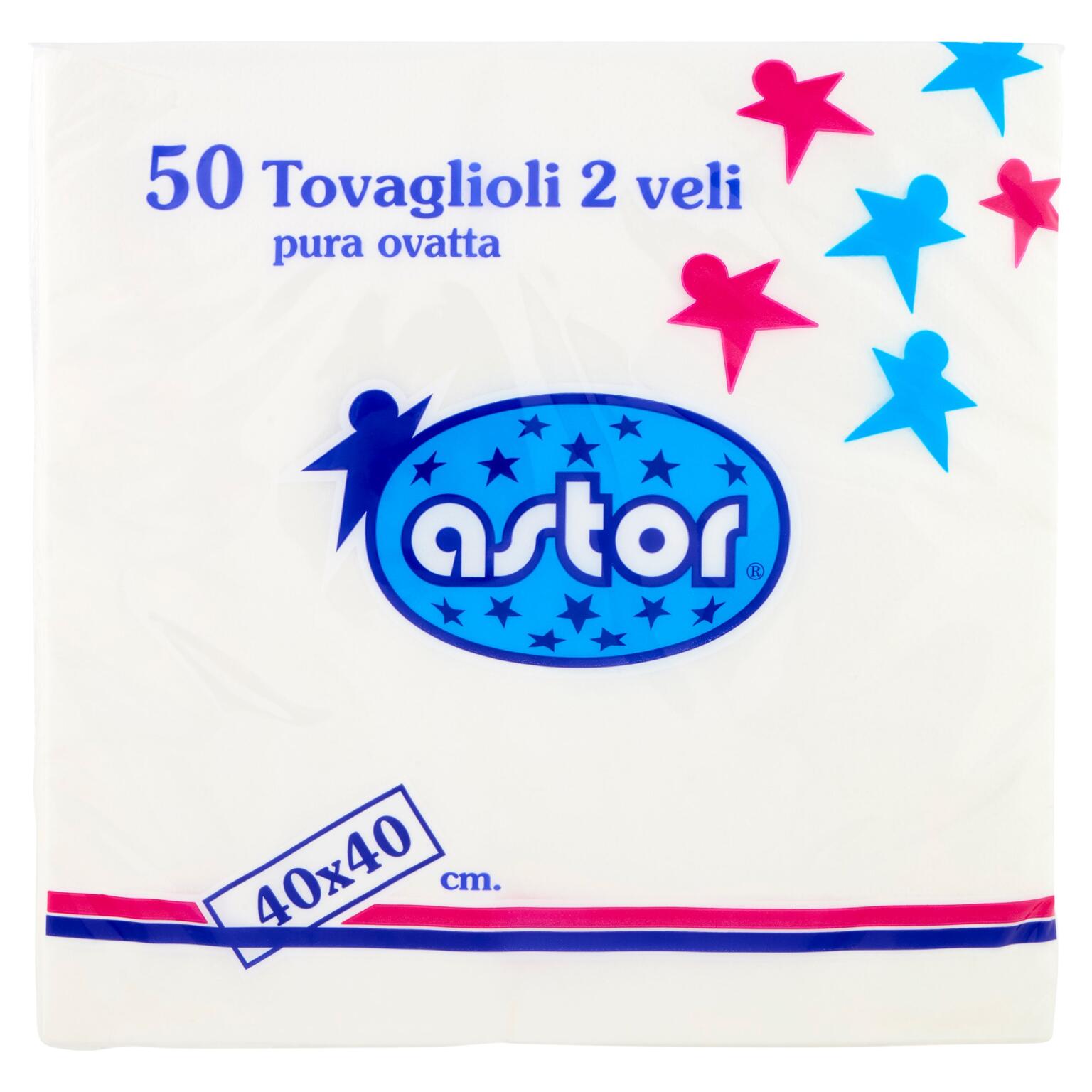 Tovaglioli 2 veli bianco 40x40 50 pezzi Miro' Astor