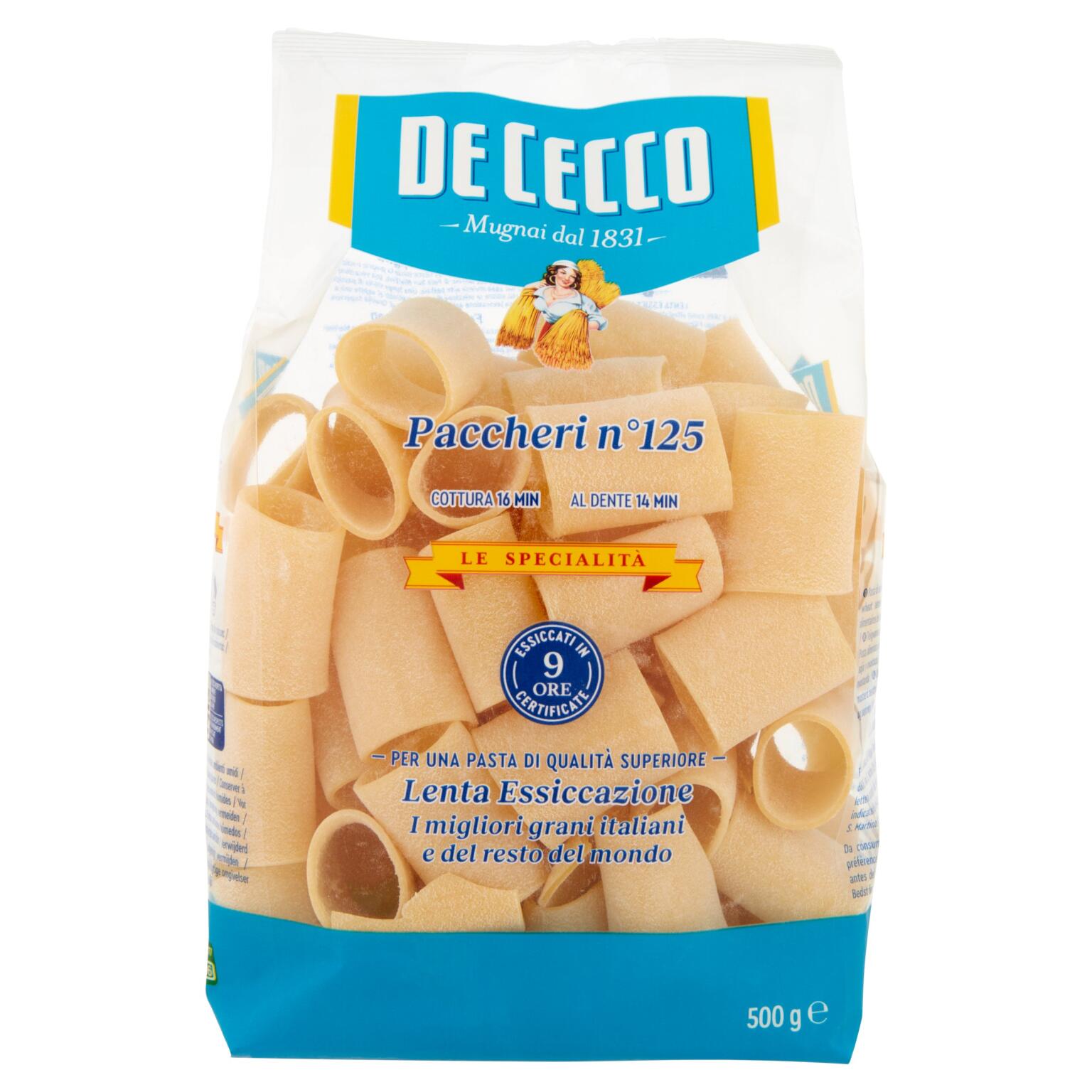 Paccheri pasta di semola di grano duro 500g       De Cecco