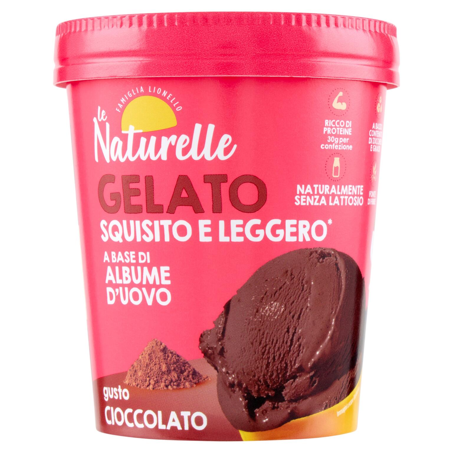 Gelacon squisito e leggero a base di albume d'uovo gusto cioccolato da 250g