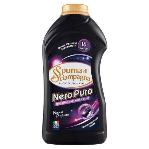 Detersivo liquido lavatrice nero puro 16 lavaggi 1L Spuma di Sciampagna