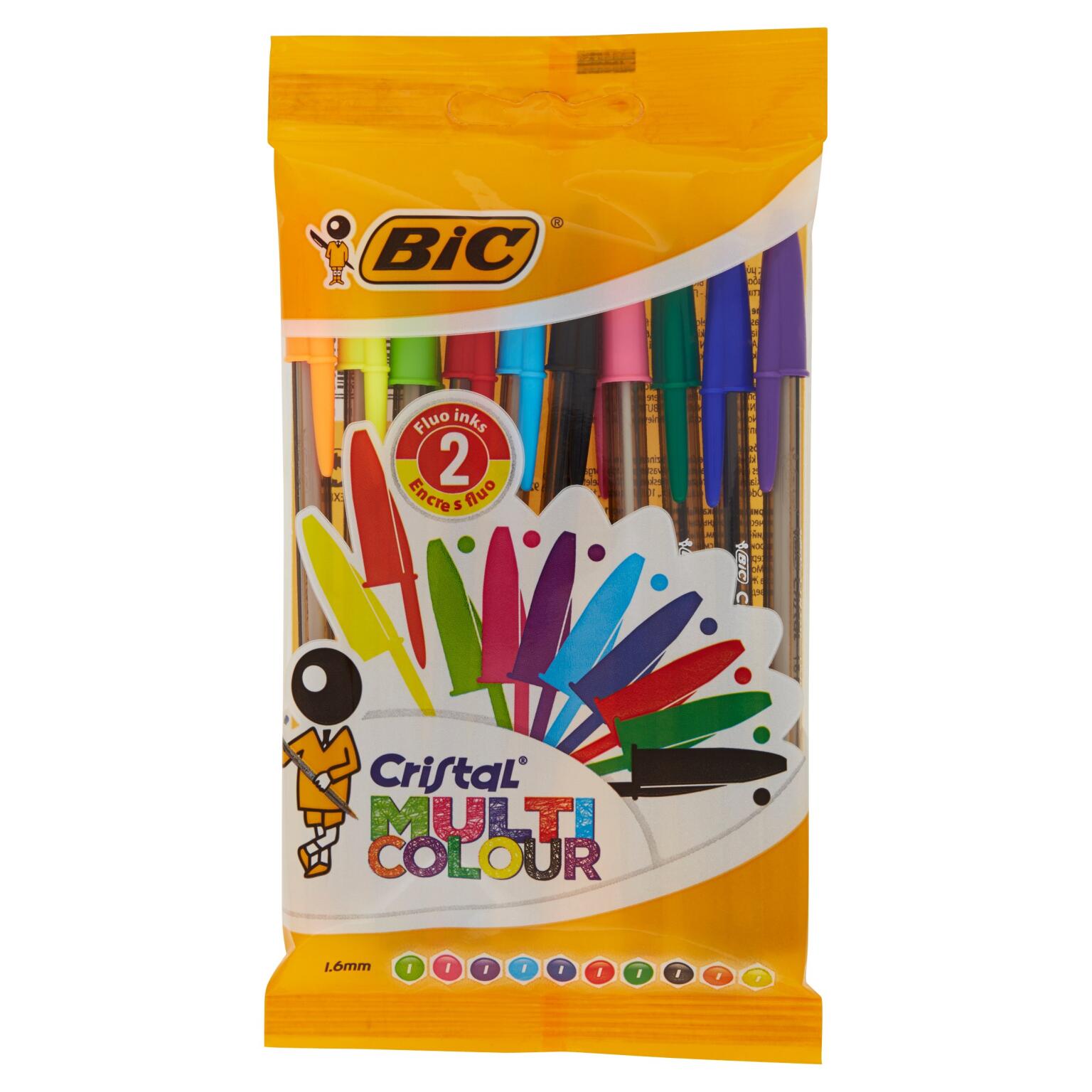 10 Penne Cristal Multicolor Bic