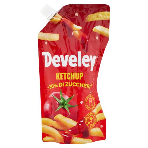 Ketchup -30% di zuccheri 350g busta Develey