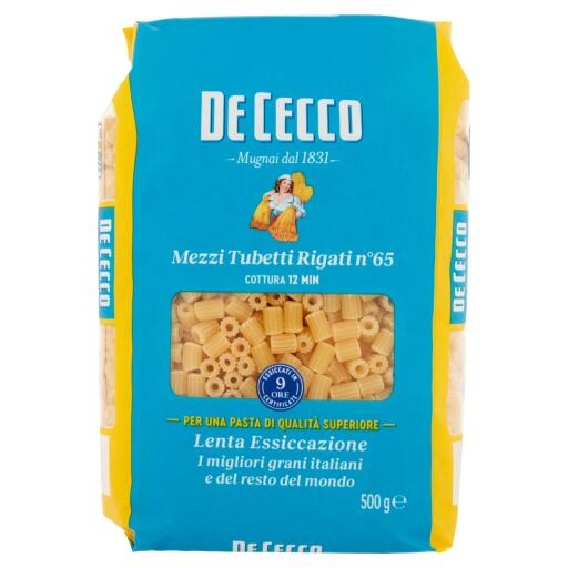 Pastina di semola di grano duro mezzi tubetti rigati 500g De Cecco