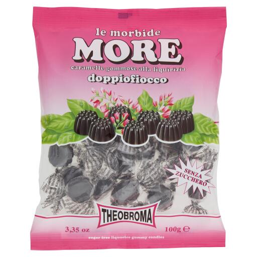 Caramelle gommose alla liquirizia Le Morbide More senza zucchero 100g Theobroma