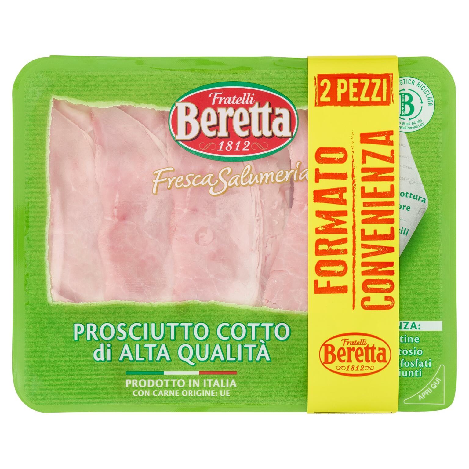 Prosciutto cotto alta qualità bipack 100gx2 Fresca Salumeria Beretta