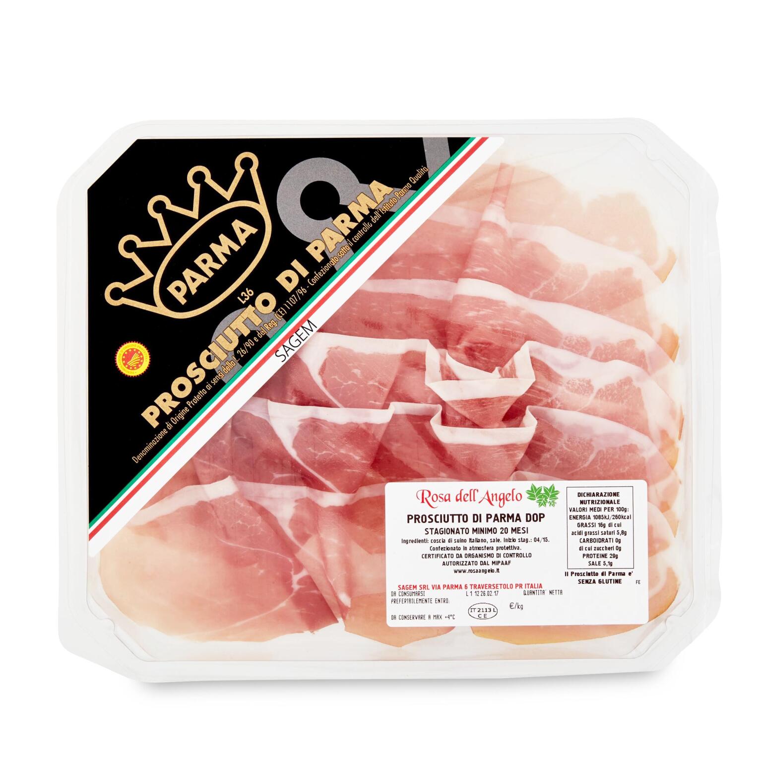 Prosciutto di Parma DOP 20 mesi a fette Rosa      dell'Angelo