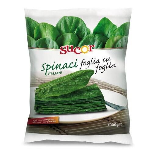 Spinaci italiani foglia su foglia surgelati da 1kg Sucor
