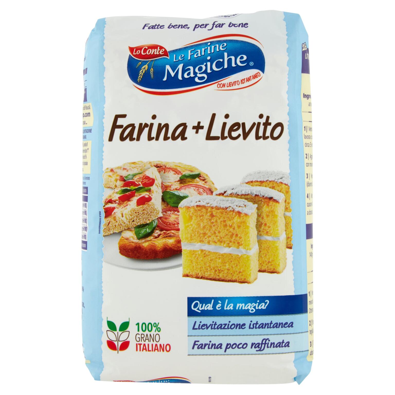 Farina torte magia tipo OO con lievito d'uva istantaneo Le Farine Magiche 1Kg Lo Conte