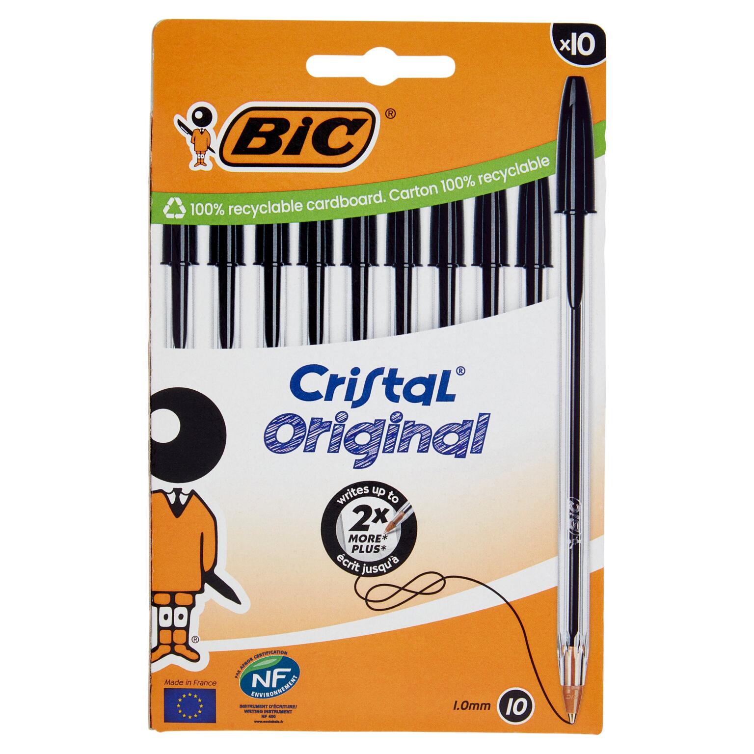 Penna a sfera cristal original BIC confezione da 10 pezzi nere