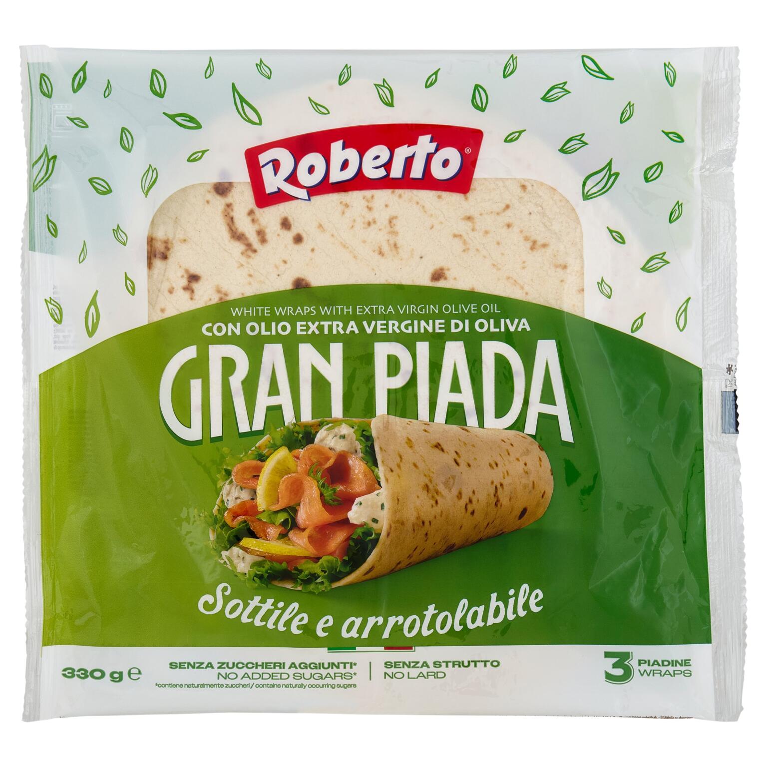 Gran Piada olio extra vergine oliva sfogliata e sottilissima 330g Roberto