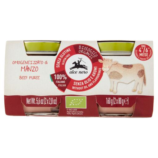 Omogeneizzato di manzo 2x80g Bio Alce Nero