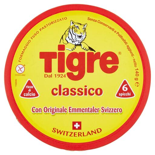 6 spicchi formaggio fuso pastorizzato emmentaler svizzero 140g Tigre