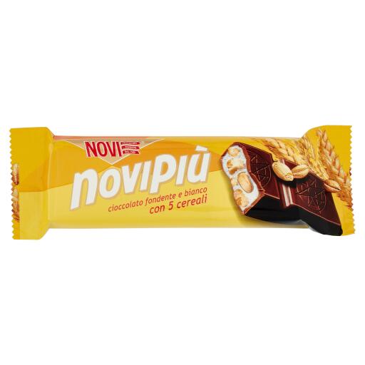Barretta di cioccolato fondente e bianco con 5 cereali 28g Novipiu'