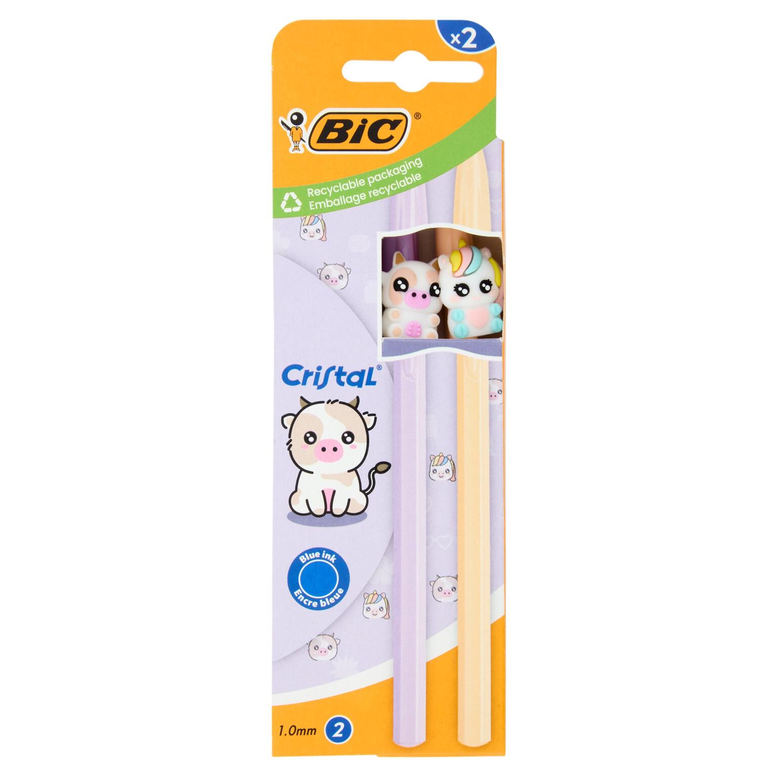 Penna Bic Cristal Figurines 2pezzi 2colori (pink e orange)