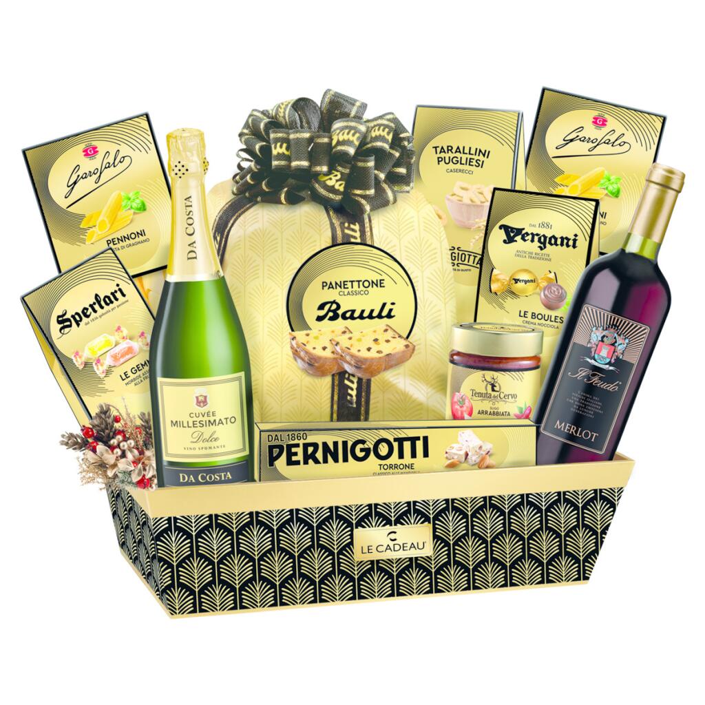 Cesto Natalizio Oro Nero 11pezzi Le Cadeau