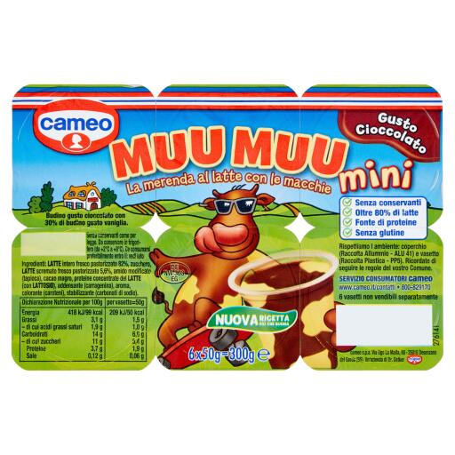 Budino al cioccolato con macchie gusto vaniglia 6x50g Muu Muu Cameo