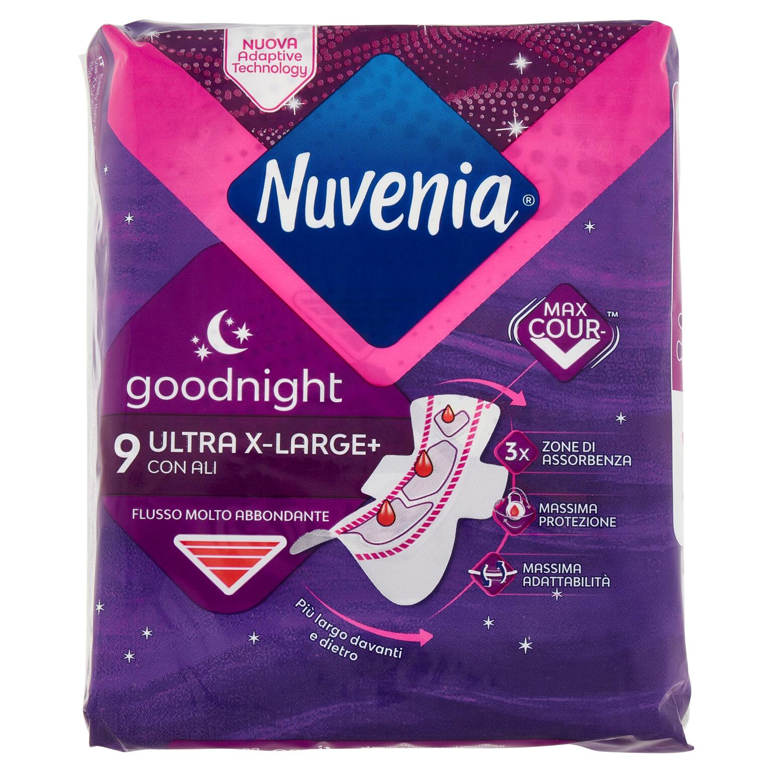 Assorbenti ultra notte con ali extra large 9 pezzi Nuvenia