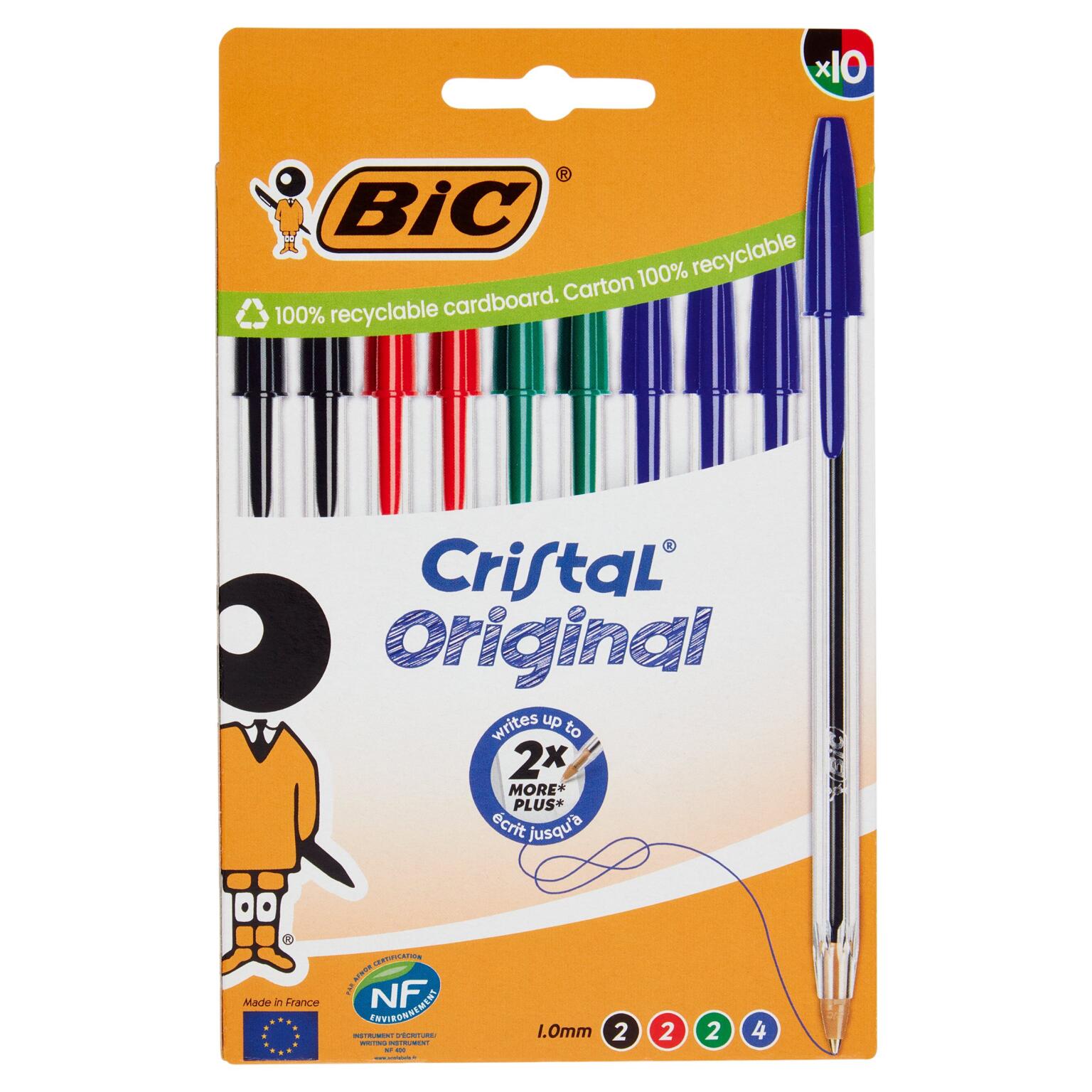 Penna a sfera cristal original BIC confezione da 10 pezzi colori assortiti