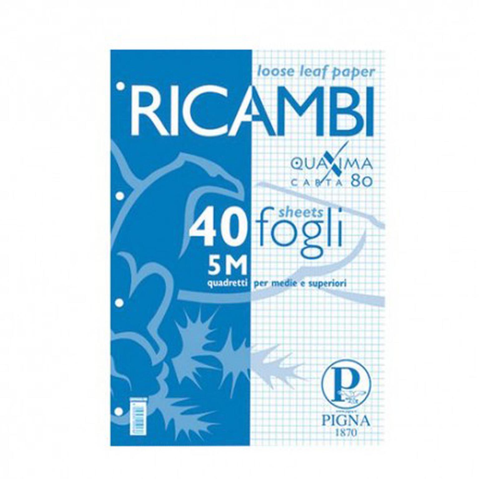 Maxi ricambi A4 40 fogli 5mm antistrappo Pigna